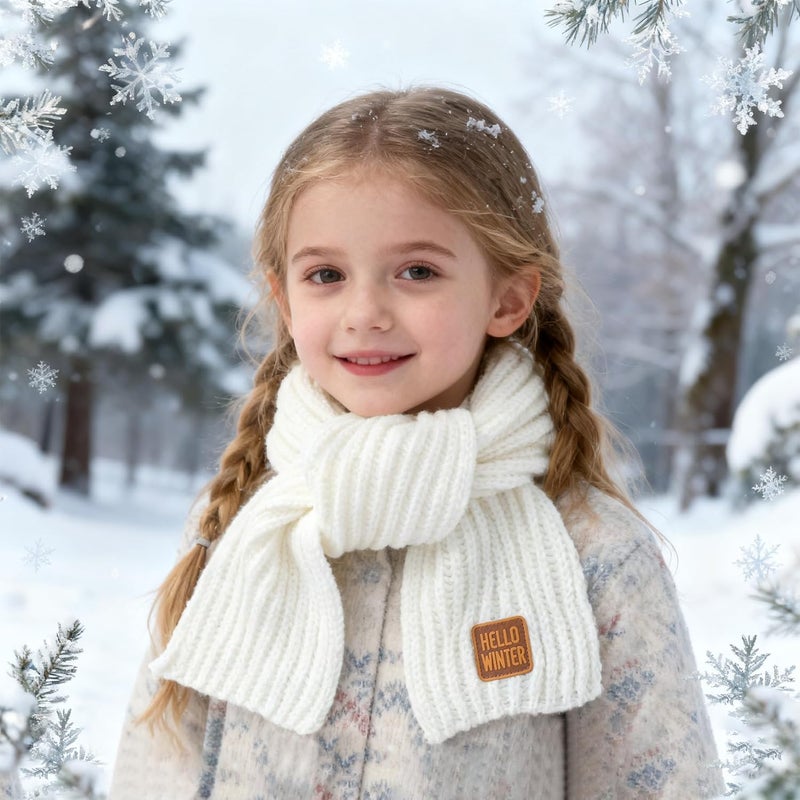 Hello Winter Kids Scarf Winter Neck Warmer Toddler Neck Scarf Girls Thick Scarves Boys Warm Neck Warp 2-12 Years - Image 4